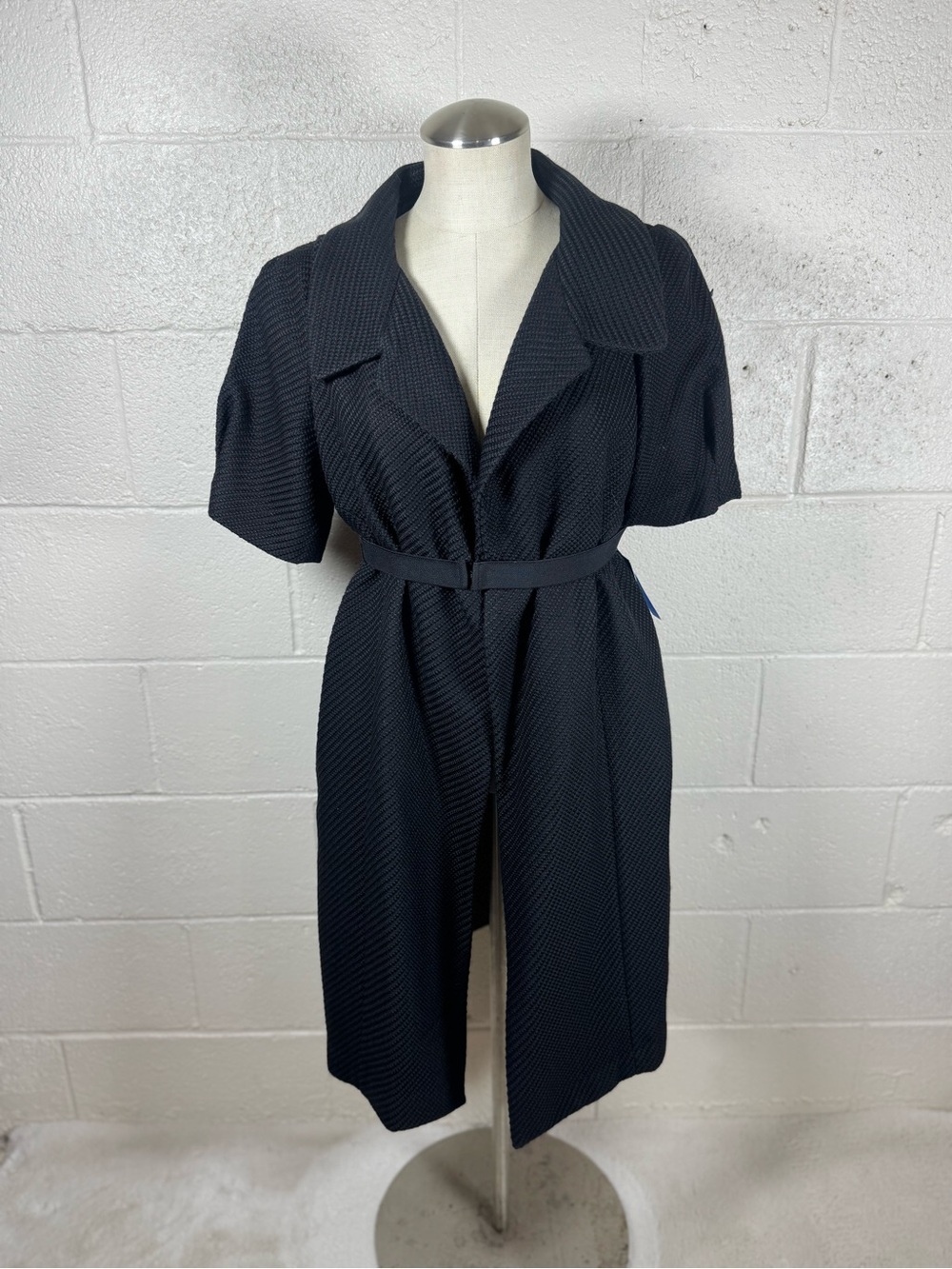 NWT Simply Vera Vera Wang Black Open Front Short Sleeve Belted Coat Medium